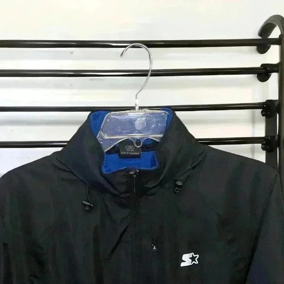 STARTER vintage jacket Full Zip Windbreaker Small Black Blue 100% Polyester - Picture 5 of 5